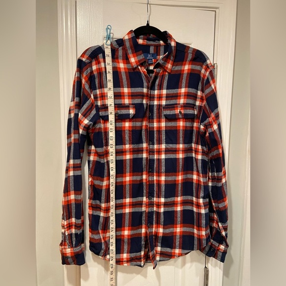George Super Soft Red Blue Plaid Flannel Button Down Shirt Pockets Size S - Picture 10 of 12